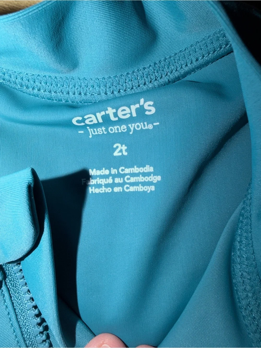 Carter's Teal Rash Guard with Light Aqua Printed Swim Trunks 2t